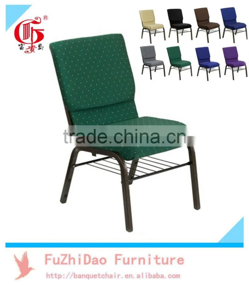 Hot sell item Stacking Metal Church Chair Used with bookrack FD-261