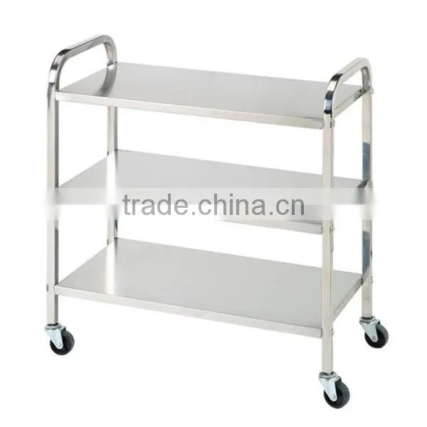 high quality hotel restaurant tea house wrought iron Stainless Steel double-deck drinks serving trolley liquor trolley