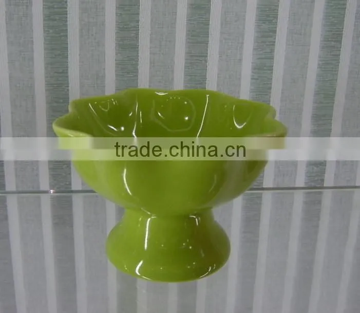 4.3" blue color ceramic flower shape bowl for ice cream