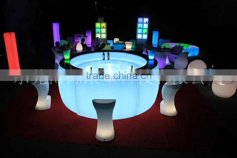Inside golden carving pattern design solid surface, man-made plastic led bar table