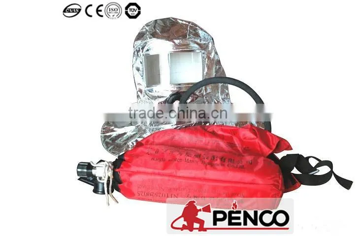 Self rescue respirator with aluminum hood