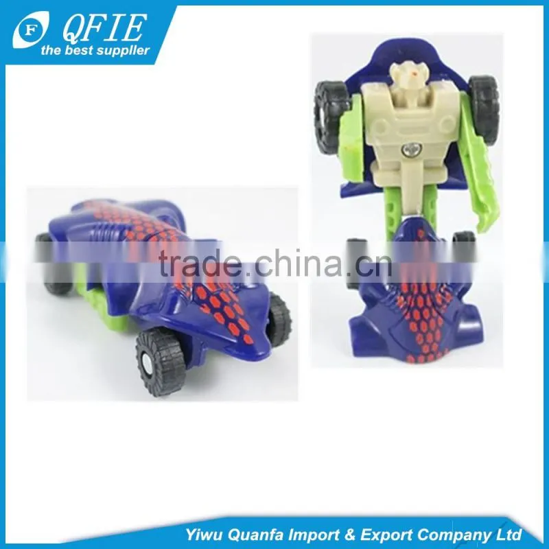 Hot selling 5cm change form robot mini kids plastic car toys for coin operated machine