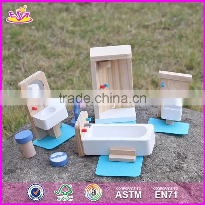 2017 New design kids pretend play toys wooden miniature dollhouse furniture W06B054
