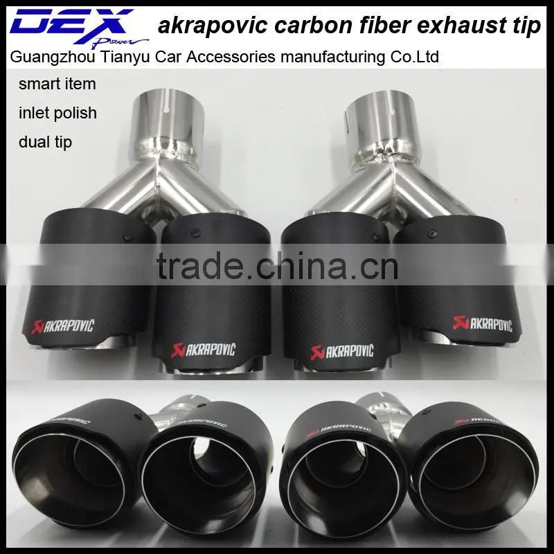 carbon fiber akrapovic muffler tip in exhaust system