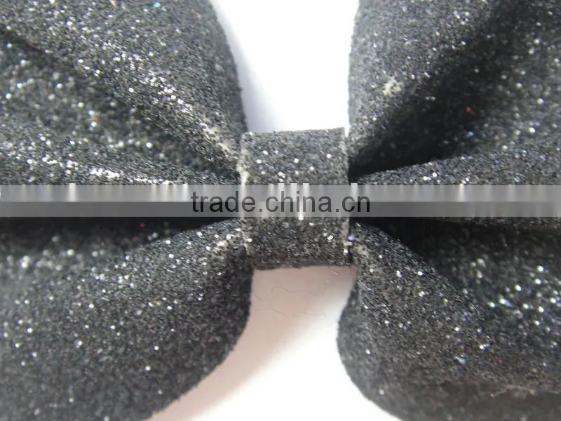 CF0162 Fashion handmade glitter black bow cloth flowers for kids