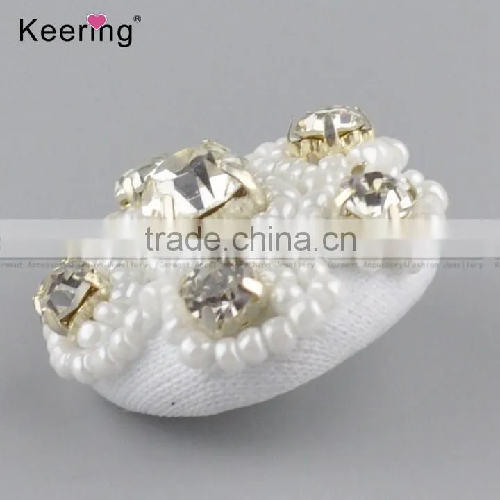 wholesale fashionable white round rhinestone buttons for clothing WBKA-295