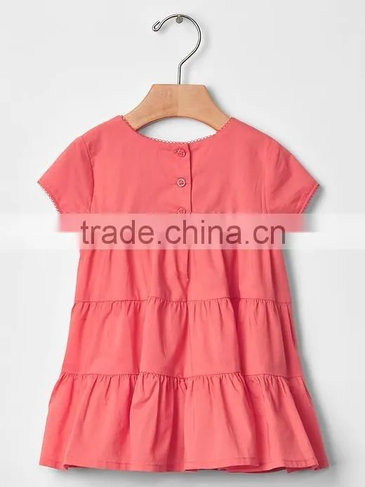 Summer Embroidery Child Clothes Pretty Floral Print Baby Girl Dress HSD5038