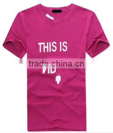 Fashion O collar short sleeve cotton custom printed t shirts