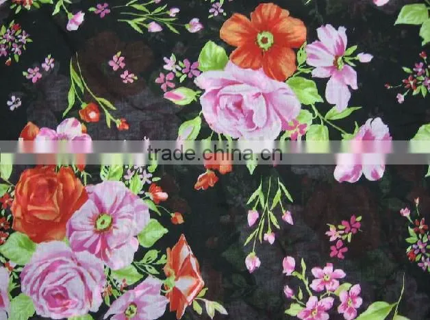 100%cotton voile flower print fabric for ladies dress tprint cotton voile fabric