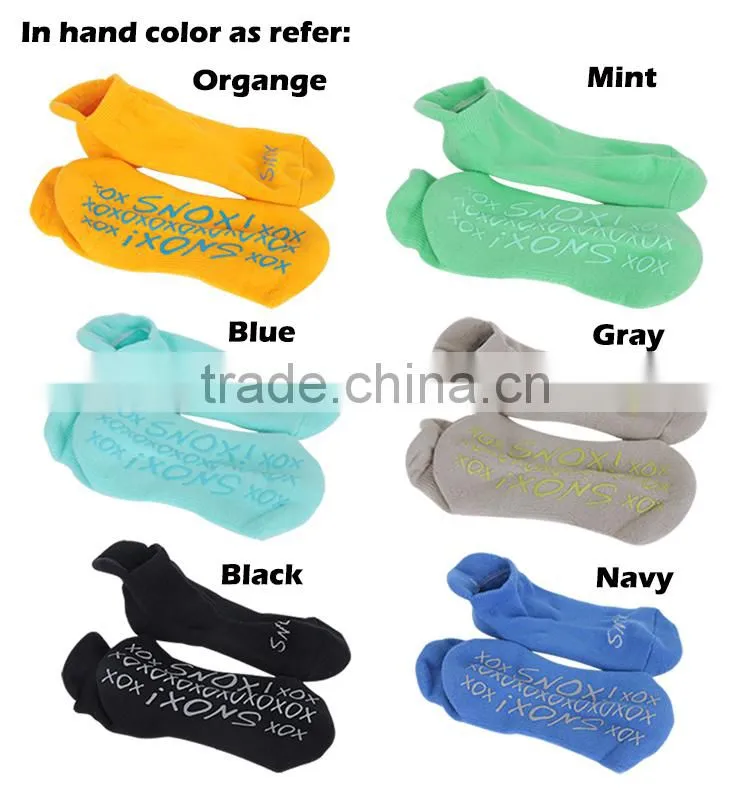 Personal custom colorful semi-terry anti-slip trampoline jump women cotton ankel socks