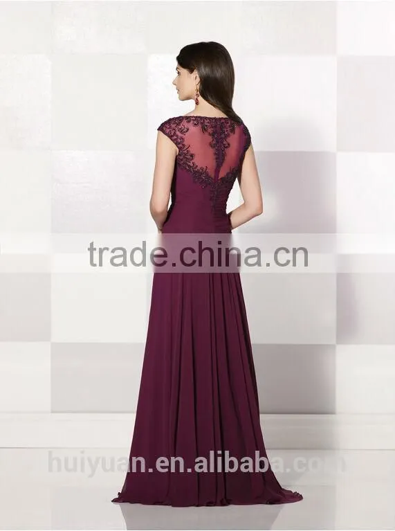 most fashion chiffon cap sleeve scoop neck full length beach dress