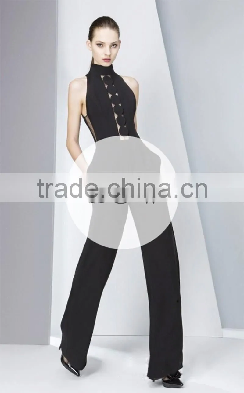 MaxNegio Brand Wholesale Fashion Chiffon 2016 Latest Design Jewel Neck Party Jumpsuit for Ladies