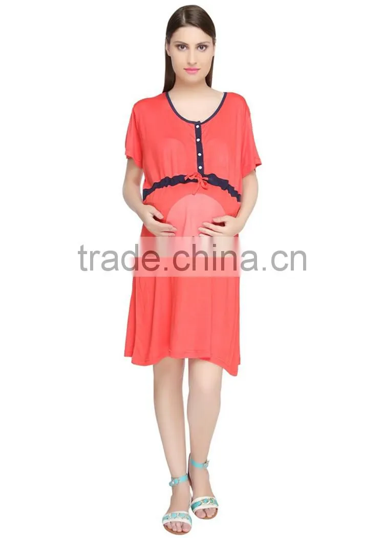 OEM red cotton maternity sleepwear dresses cheap maternity sleepwear