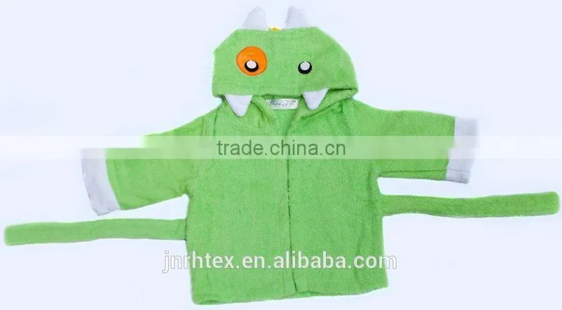 Green monster coton bathrobe and towel,baby terry bathrobe wholesale