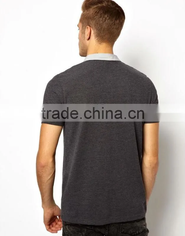 Wholesale High Quality Polo T-shirt With Stripe Woven Collar For 2013 Summer