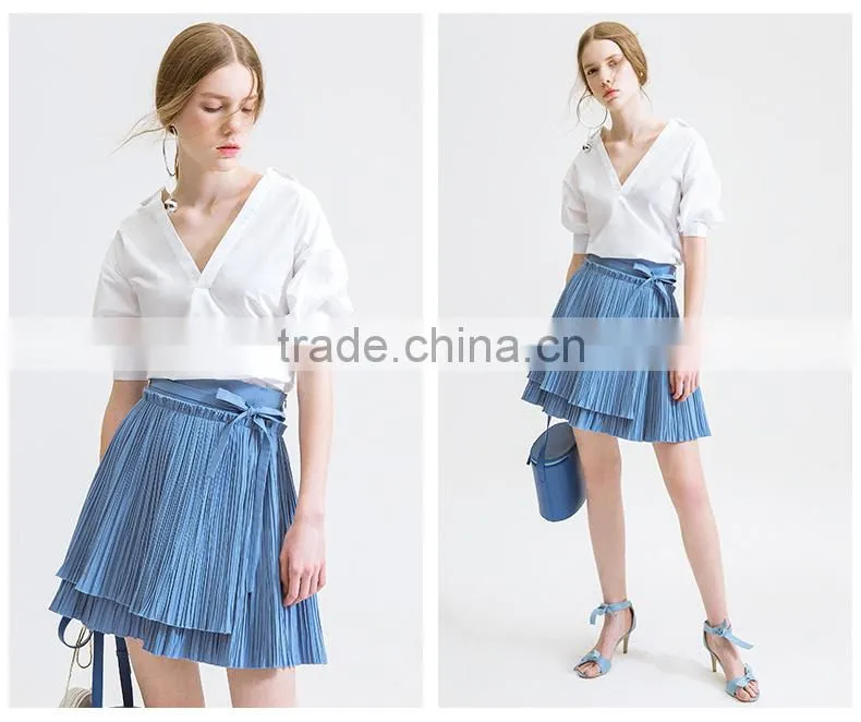 2016 Latest Fashion mini skirts oem chiffon women pleated skirt for wholesale
