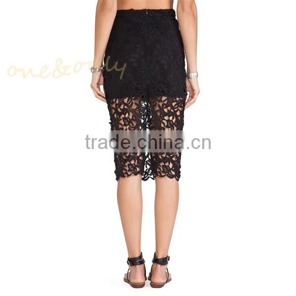 decorate formal long black lace skirt