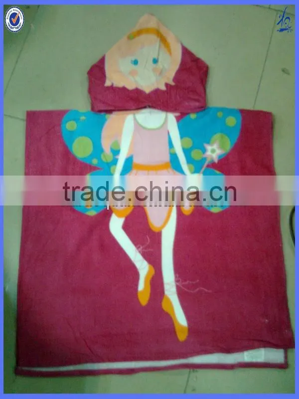 100% cotton printed adult hooded poncho beach towel