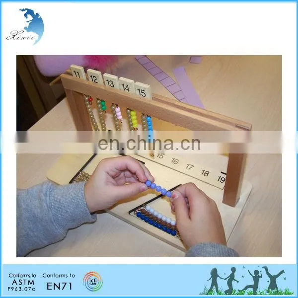 Preschool Wooden Educational Montessori Material EN71 Mathematic Toy Teen Bead Hanger