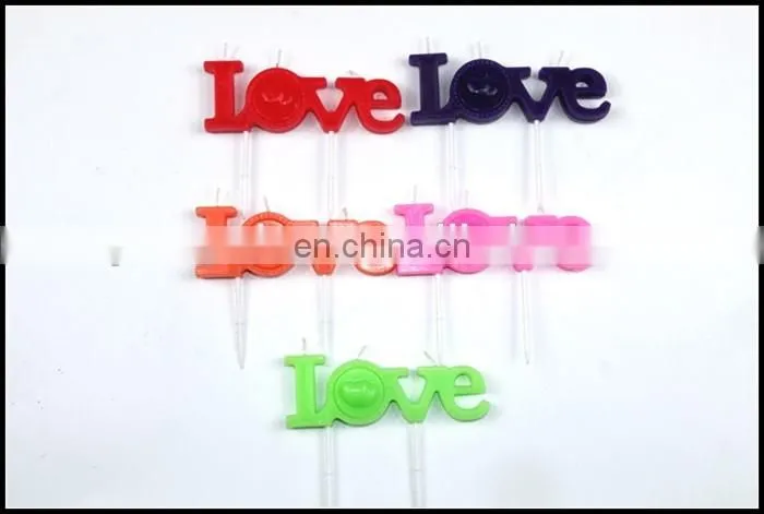 "Love" letters shaped stick cake candles favor for valentine'day
