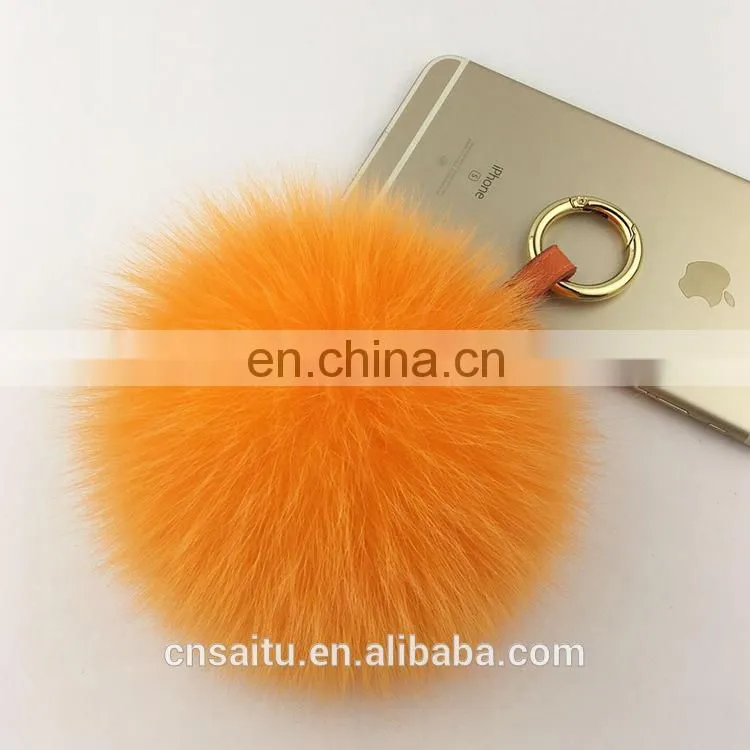Womens Bag Decoration Charm Handbag Pompom Real Fox Fur Keychains