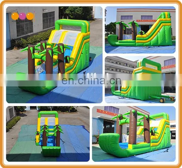 pvc cheap family mini jungle inflatable water slides with pool for summer