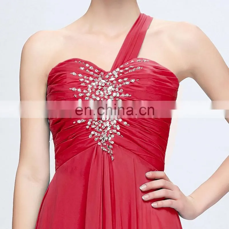 Grace Karin Hot Sale Chiffon Long Chiffon Beaded One Shoulder Evening Dress CL3120-4