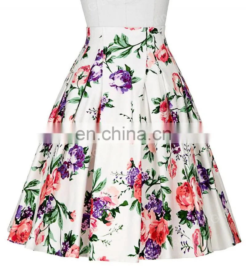 Grace Karin Occident Women's Vintage Retro Floral Pattern Cotton Skirt 9 Patterns CL008925-7