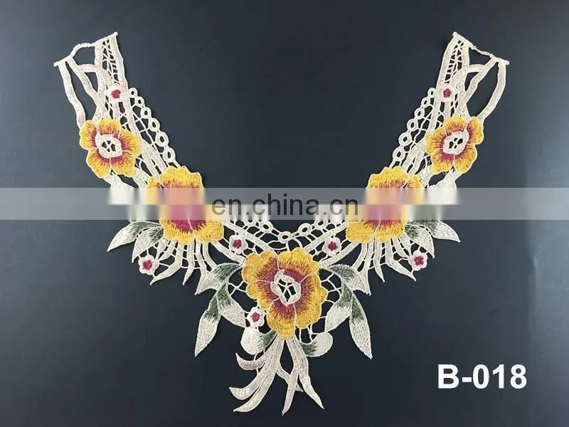 B-018 colorful collar tshirt design simple lace saree blouse back neck designs embroidery neck lace