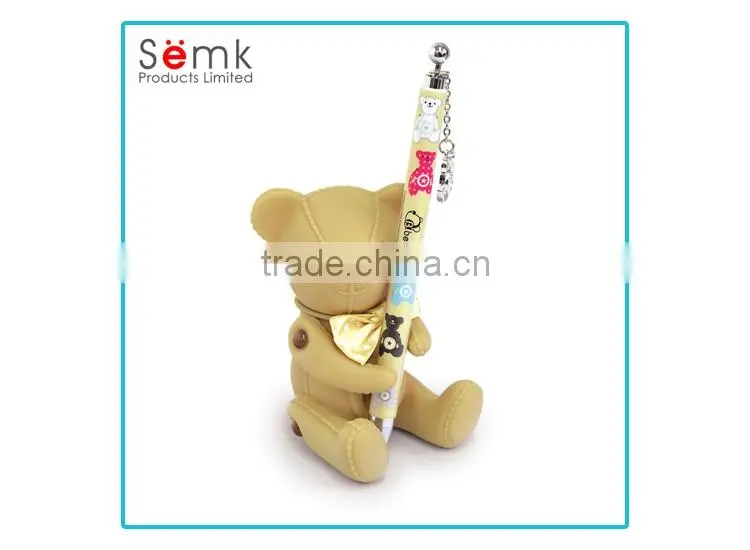 Hot sale animal design bear shape custom plastic pen & pen holder