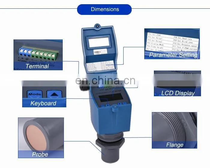 Taijia ultrasonic level meter sensor utg21-py flange ultrasonic level transmitter