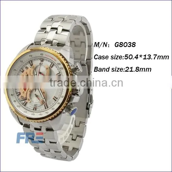 2014 good quality stainless steel wrist yellow watch