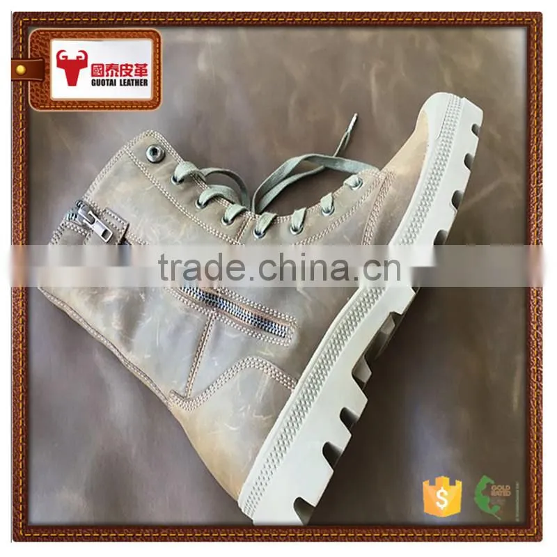 genuine china leather for shoes vintage style crazy horse pattern