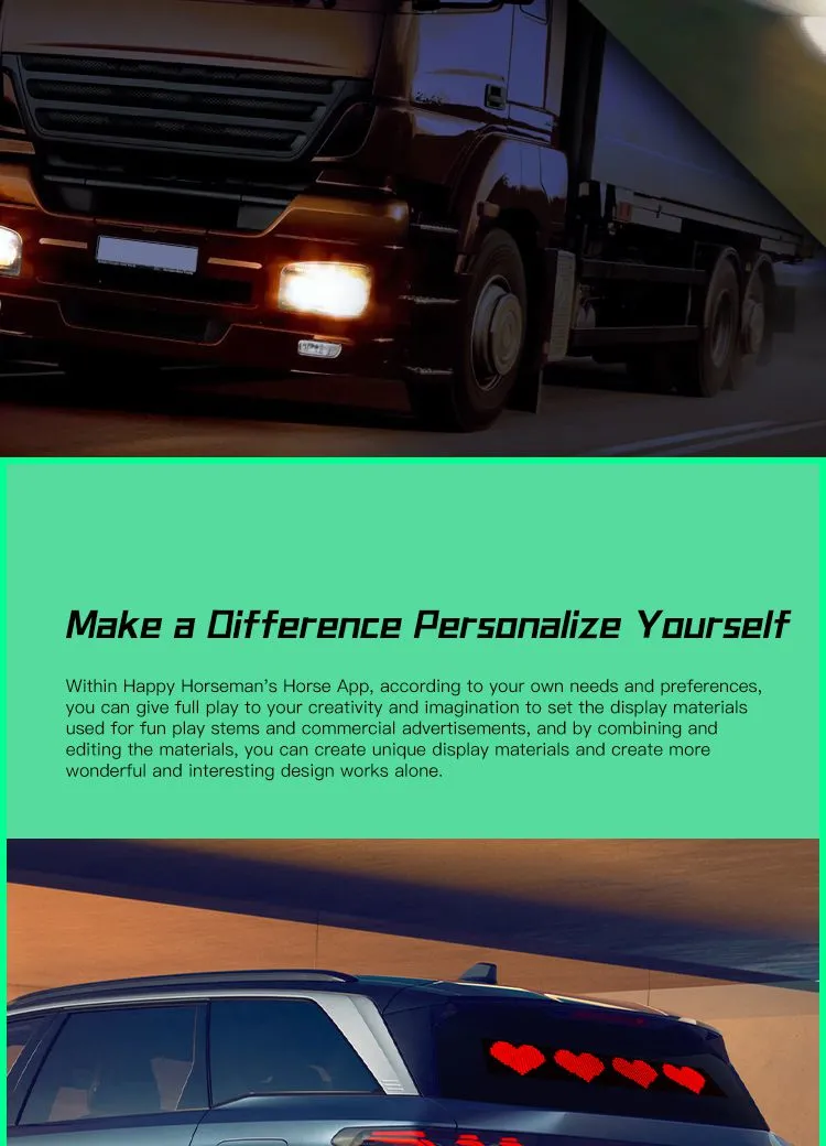 96*16 Car Windshield LED Screen Diy Indicator Light Devil Eyes App Control for Truck Animated Decorative Electronic