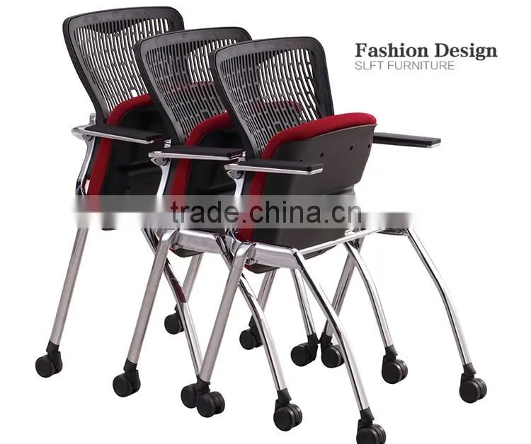 Triumph easy move save space folding office chair / stacking training chair / office chairs with writing pad