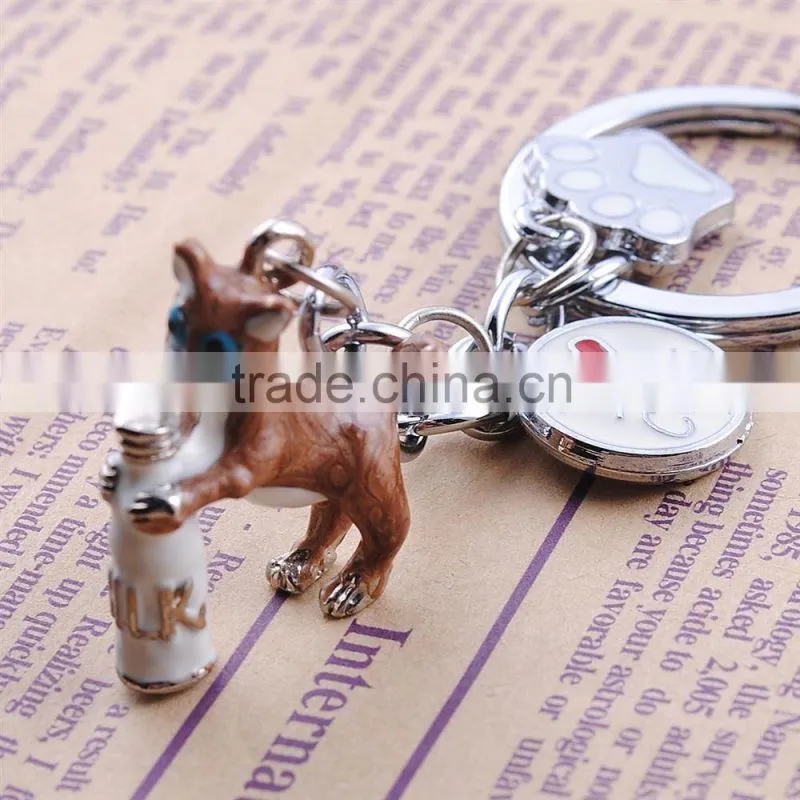 Pet simulation key chain wholesale alloy cat milk bottle keychains