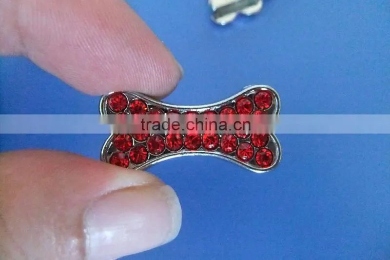 Compet Produce 10mm Rhinestone Promotional Gifts Zinc Alloy Slide Bone Charms for Dog Collars & Human Bracelets