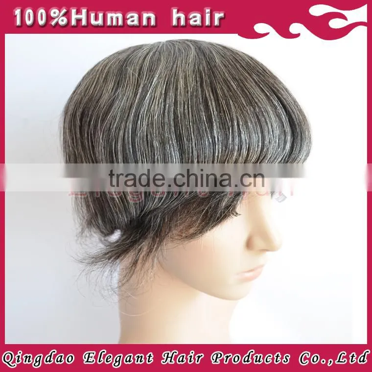 Qingdao Elegant 2015 wholesale website cheap high quality indian hair mens toupees grey
