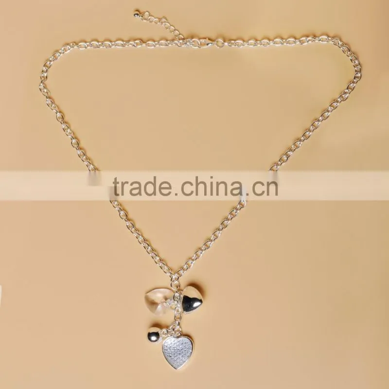 charming women heart shape pendant necklace wedding anniversary engagement gift party alloy plated chain neckline for dress