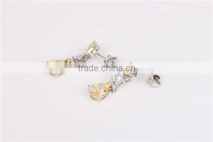 High Polished Gold plated crystal Zircon silver earrings