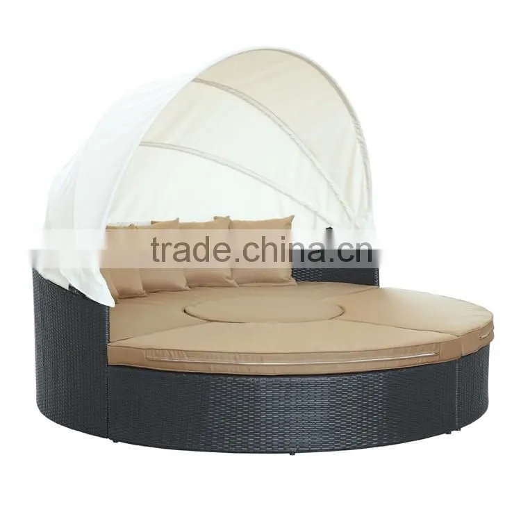 Garden Furniture Set Cheap Outdoor Patio Daybed Round Canopy Luxury Rattan Daybed