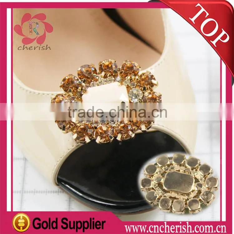 Fashion green color oval shape glue on type ornaments for ladies shoes