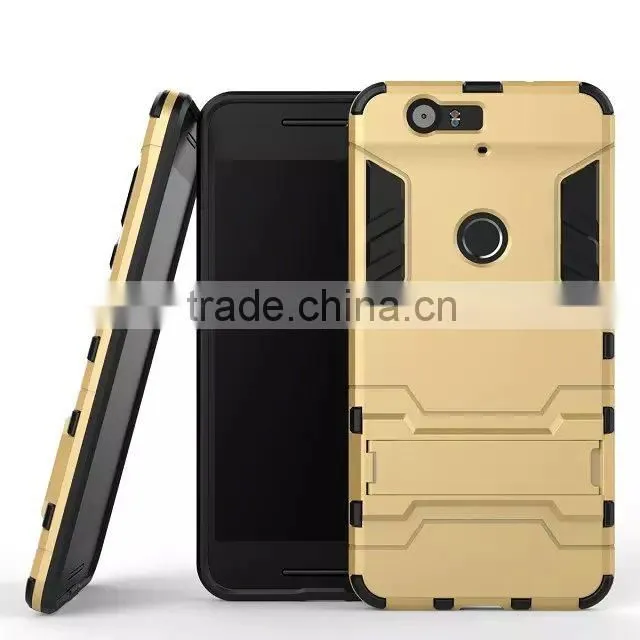 TPU Rubber Back Stand Case for Huawei nexus 6p TPU+PC Cover Case with Stents MT-4904