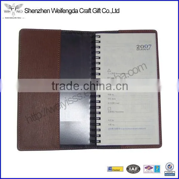 Factory New High Quality Pocket Fashion Custom Spiral Leather Notebook
