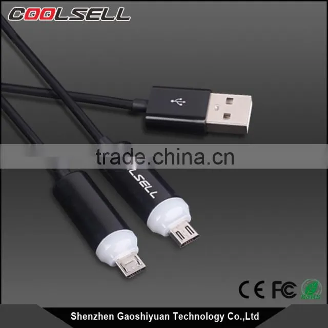 Special design Coolsell LED Light Micro USB Cable reversible mirco cable with LED light