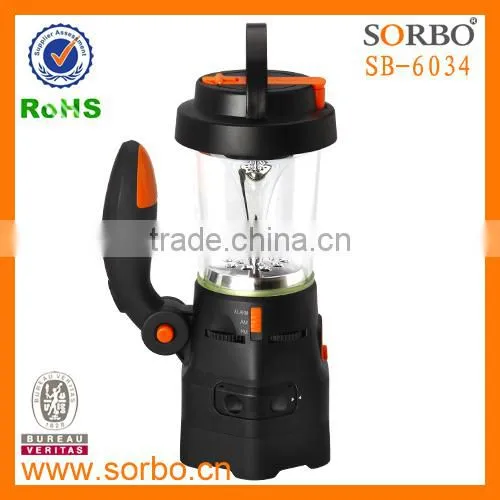 Outdoor USB 4 In 1 Rechargeable LED Spotlight Crank Camping Lantern with mobile charge
