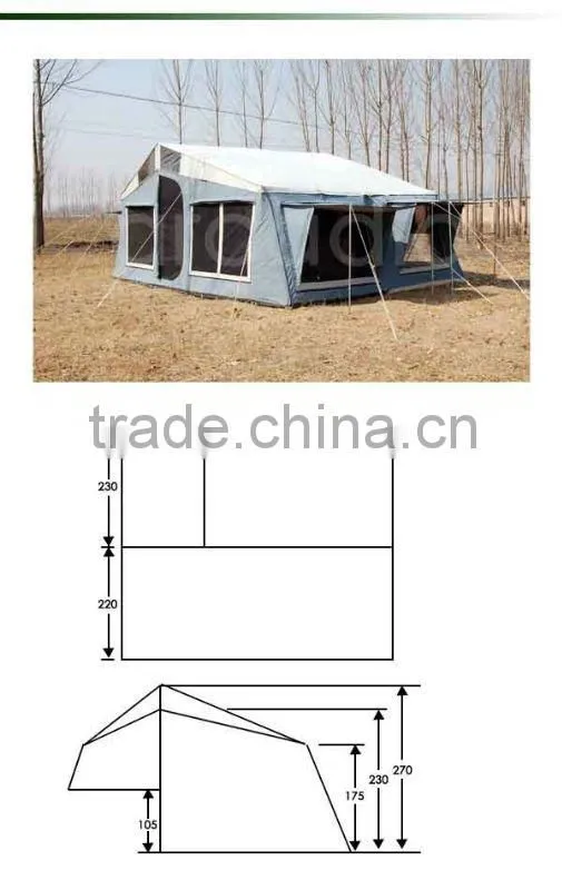 Rear folding soft floor trailer tent