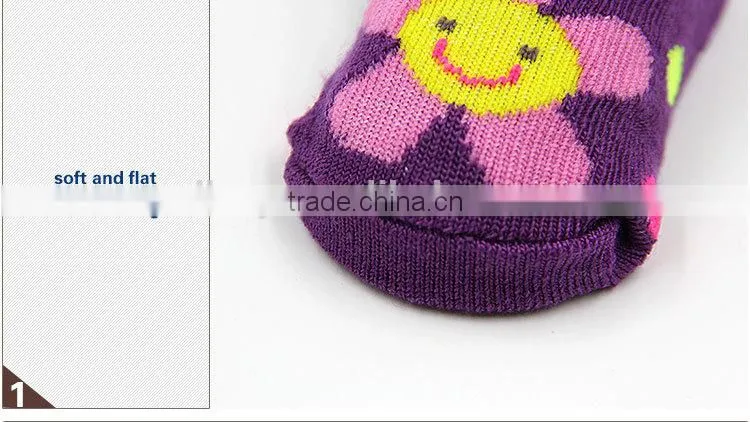 Comfortable Colorful Flower Jacquard Cotton Baby Socks in China
