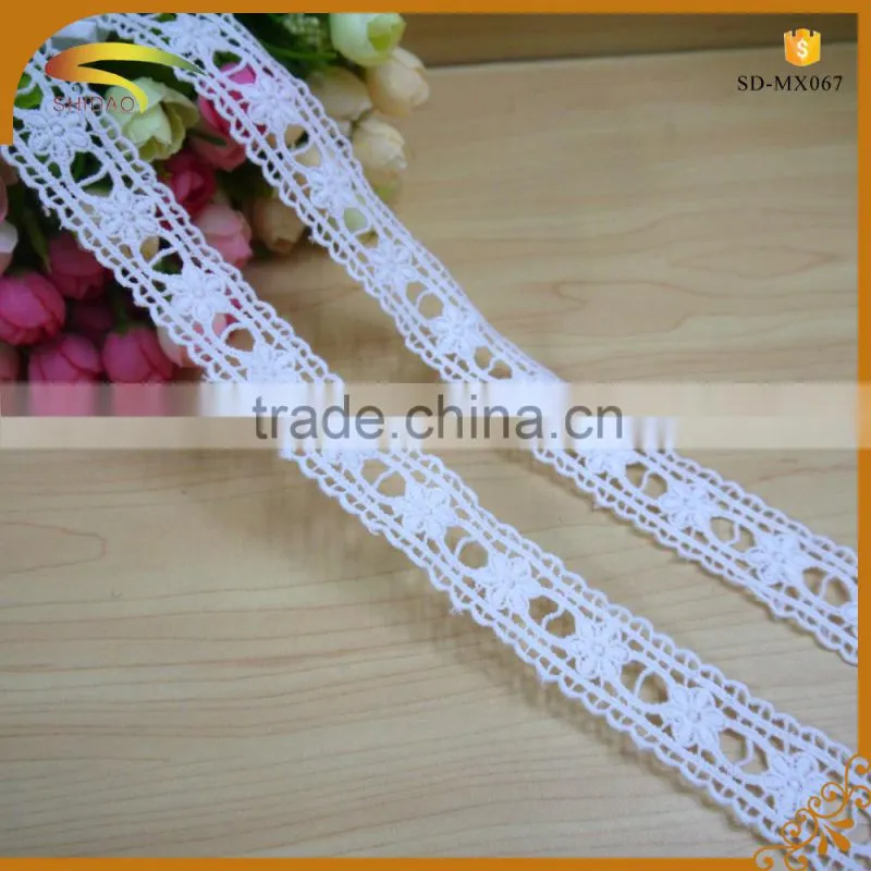 Wholesale New White Colour Embroidered Style and organic contton lace for weding dress