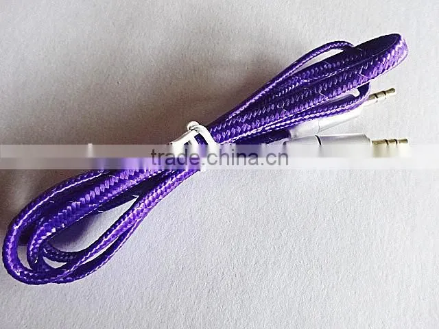 wholesales DC3.5mm flat braid metal audio cable